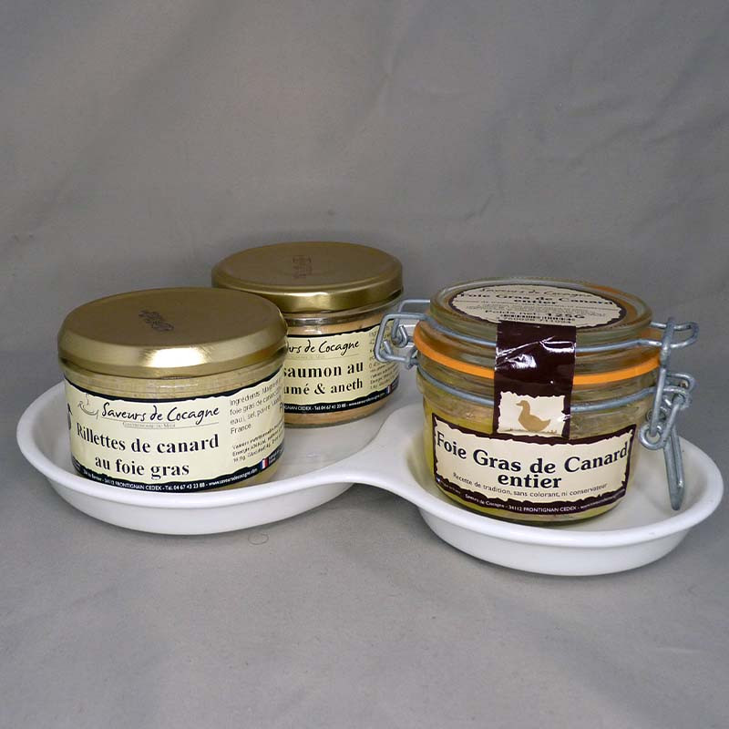 Plateau porcelaine festif saumon et foie gras 125g